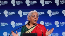 Finance Minister Nirmala Sitharaman speaks at the Global Fintech Fest in Mumbai